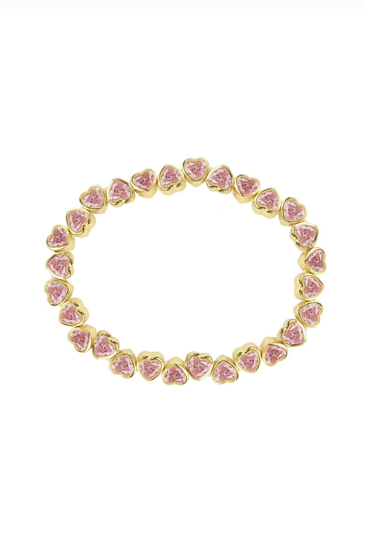 Stretchy Bezel Heart Bracelet in Pink