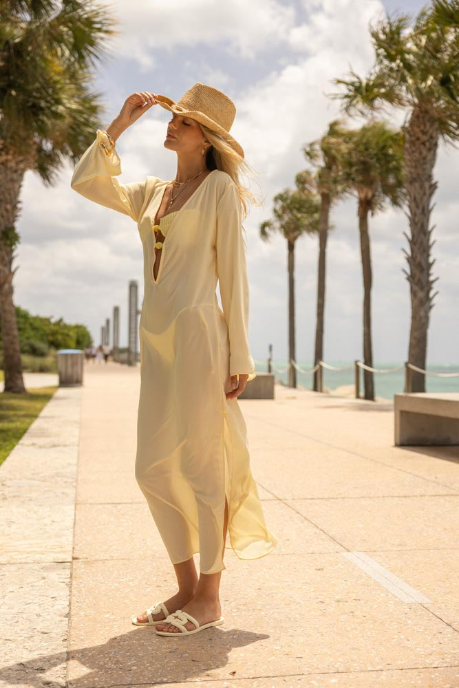 Luna Maxi Cover Up Dress S / Yellow