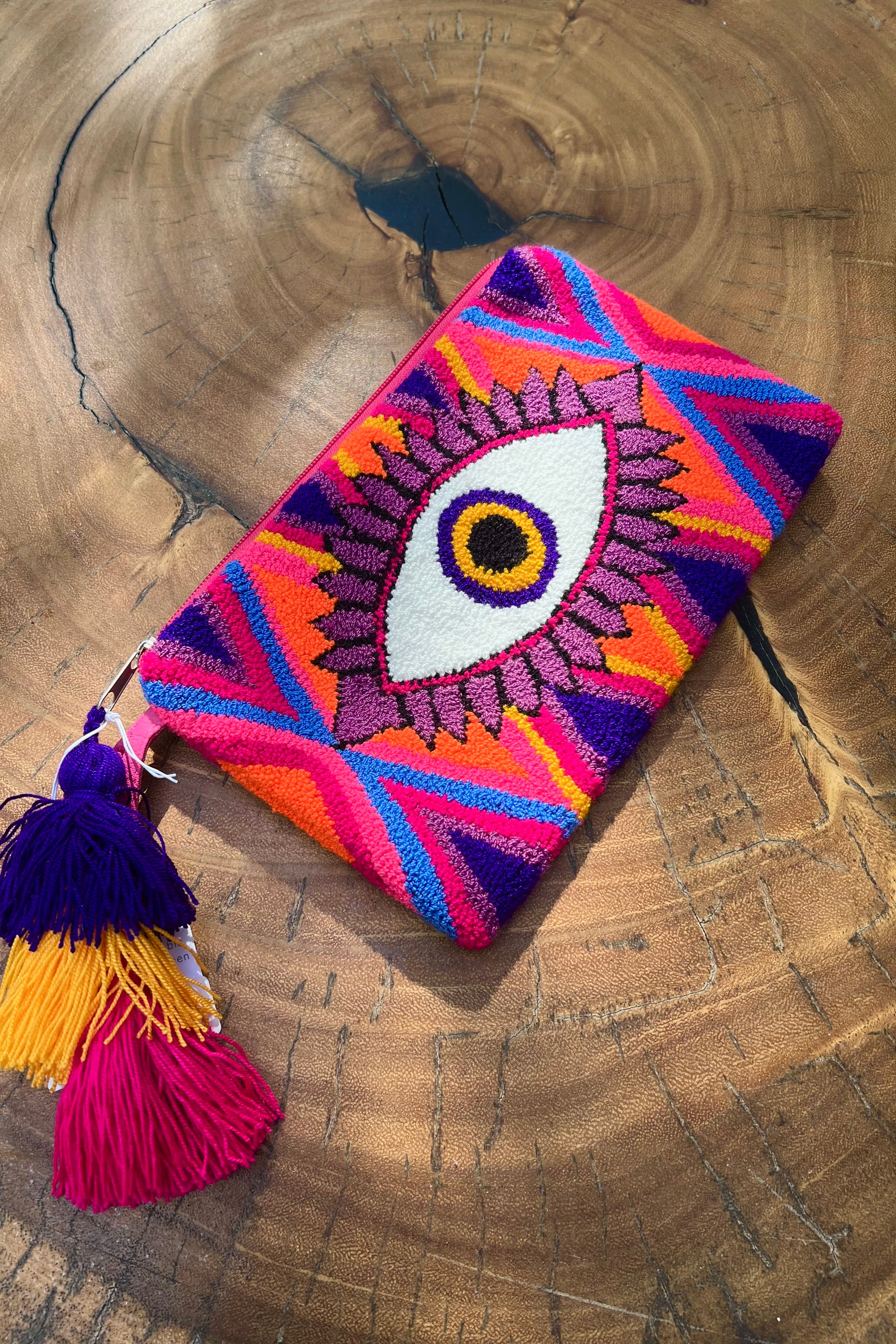 Ojito Clutch in Pink Purple Yellow