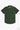 Short-sleeved green shirt with decorative trim on collar and sleeves.