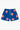 Blue shorts with red and white umbrella pattern
