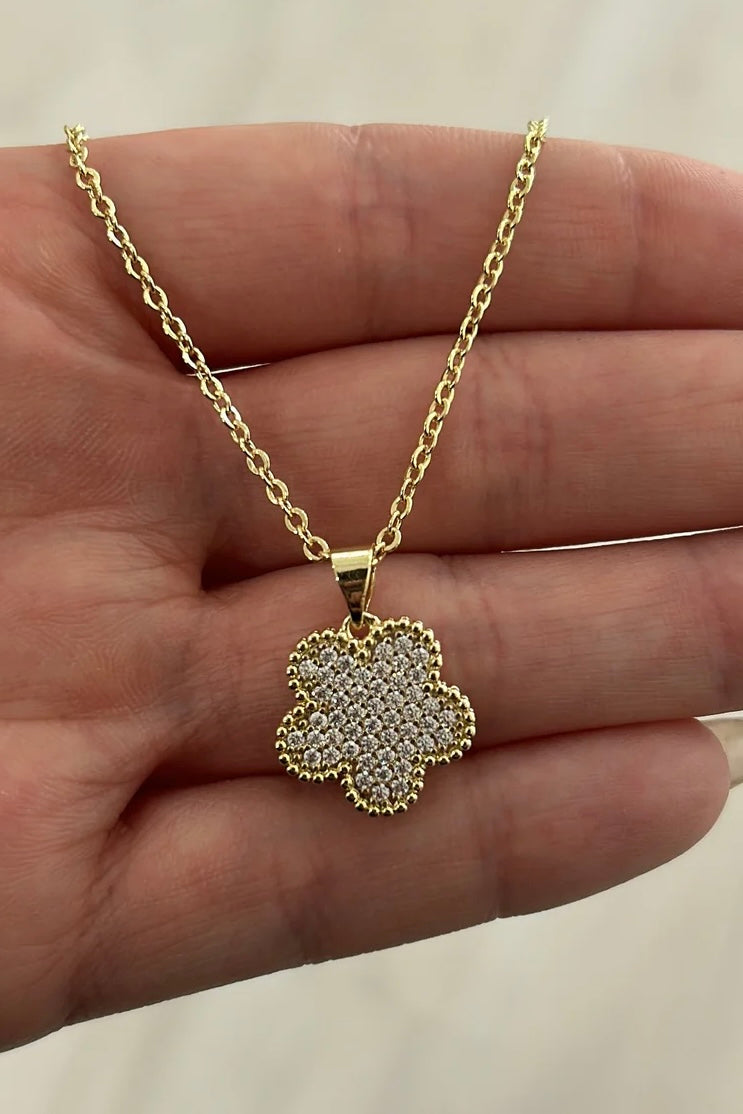 Adeline Clover Pave Necklace