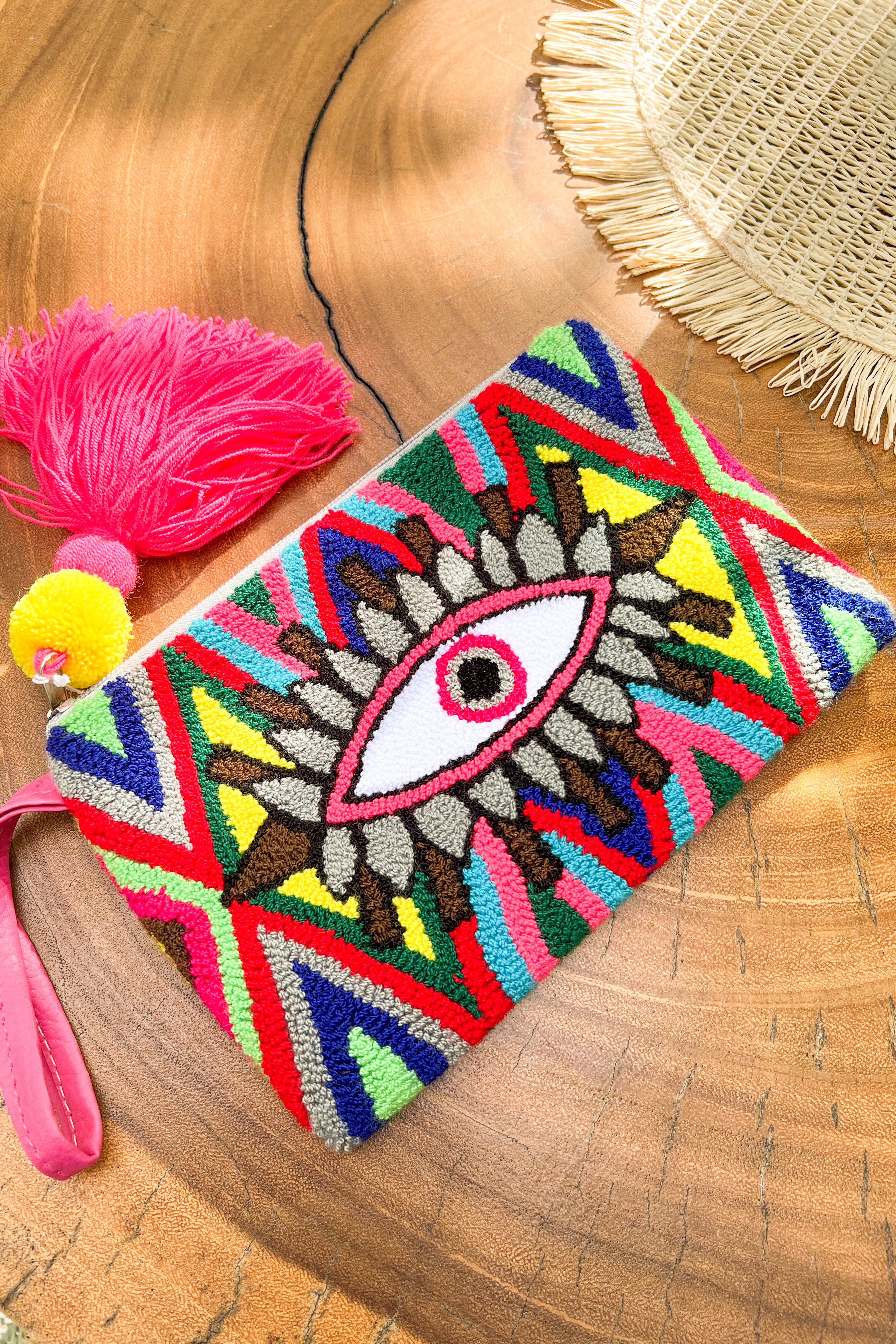 Ojito Clutch in Blue Yellow Multi