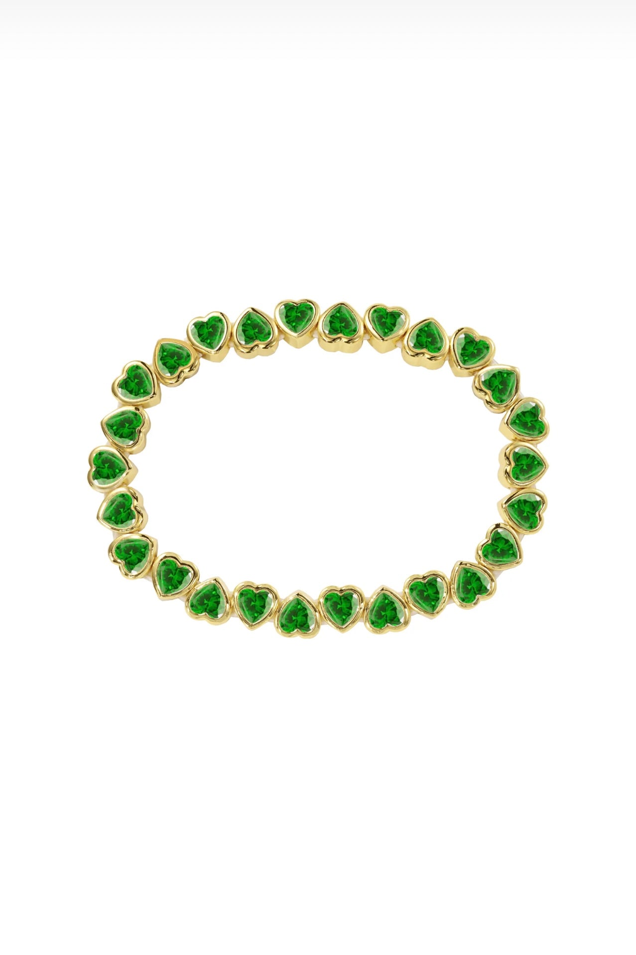 Stretchy Bezel Heart Bracelet Emerald