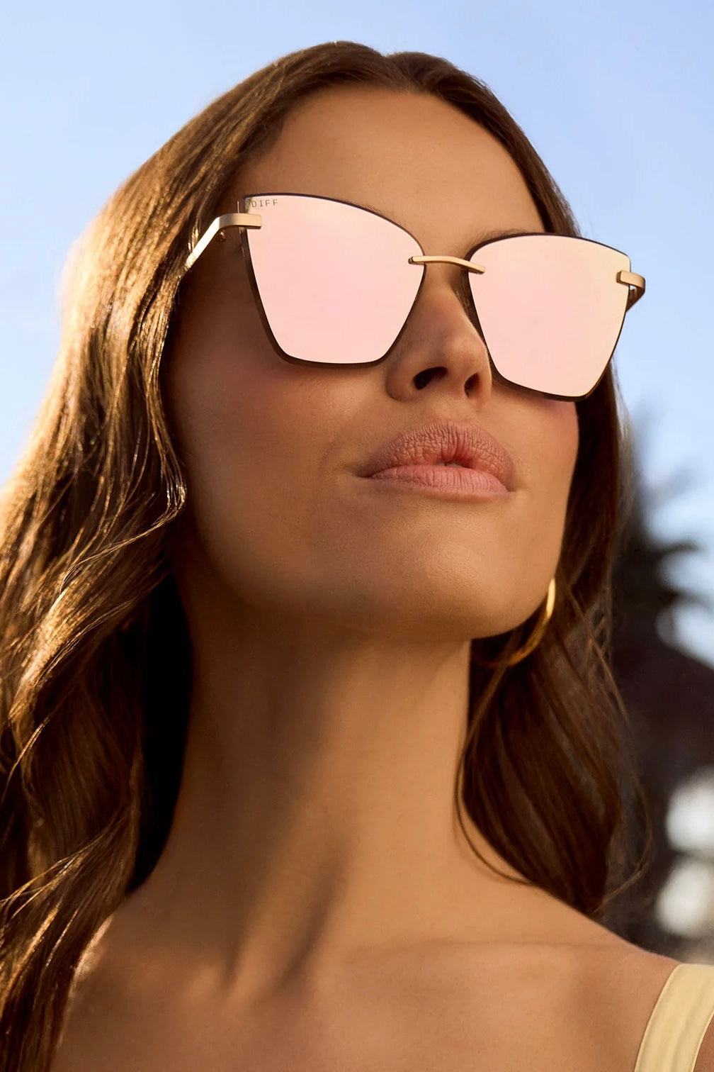 Becky V Brushed Gold Cherry Blossom Mirror Sunglasses