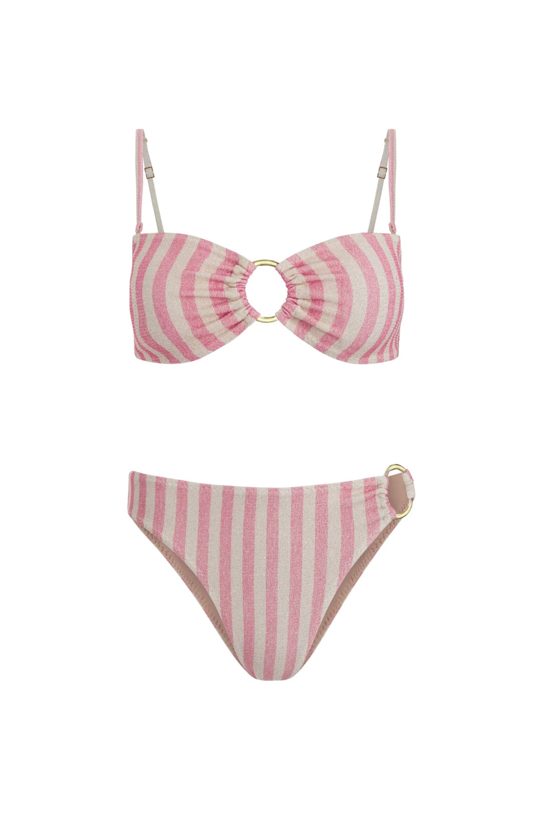 Cristalle Bandeau Bikini Set | Pink Stripes