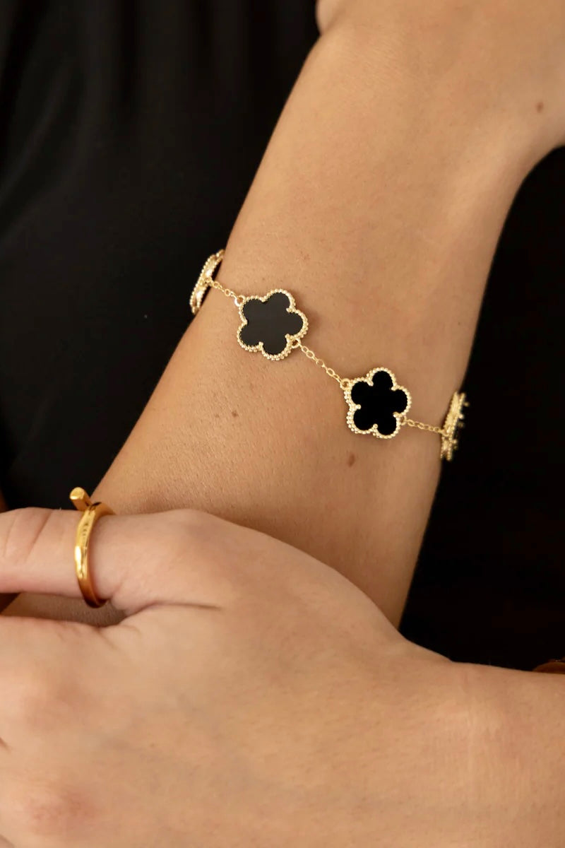 Adeline Clover Bracelet in Onyx