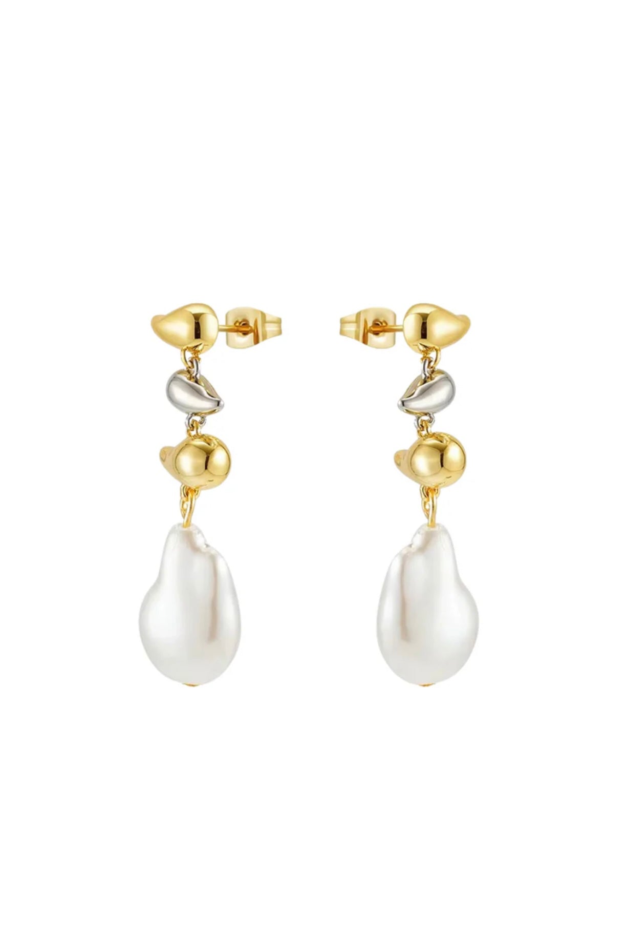 River Two Tone Pearl Earring