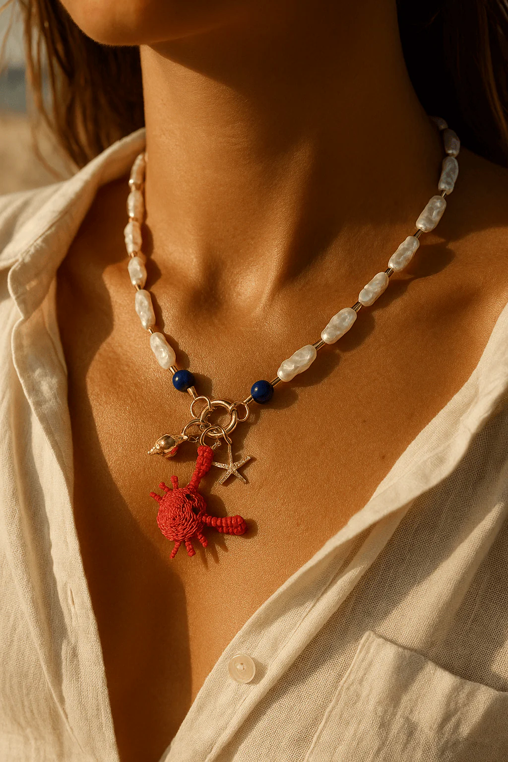 Senda Necklace Pearl + 3 Removable Charms